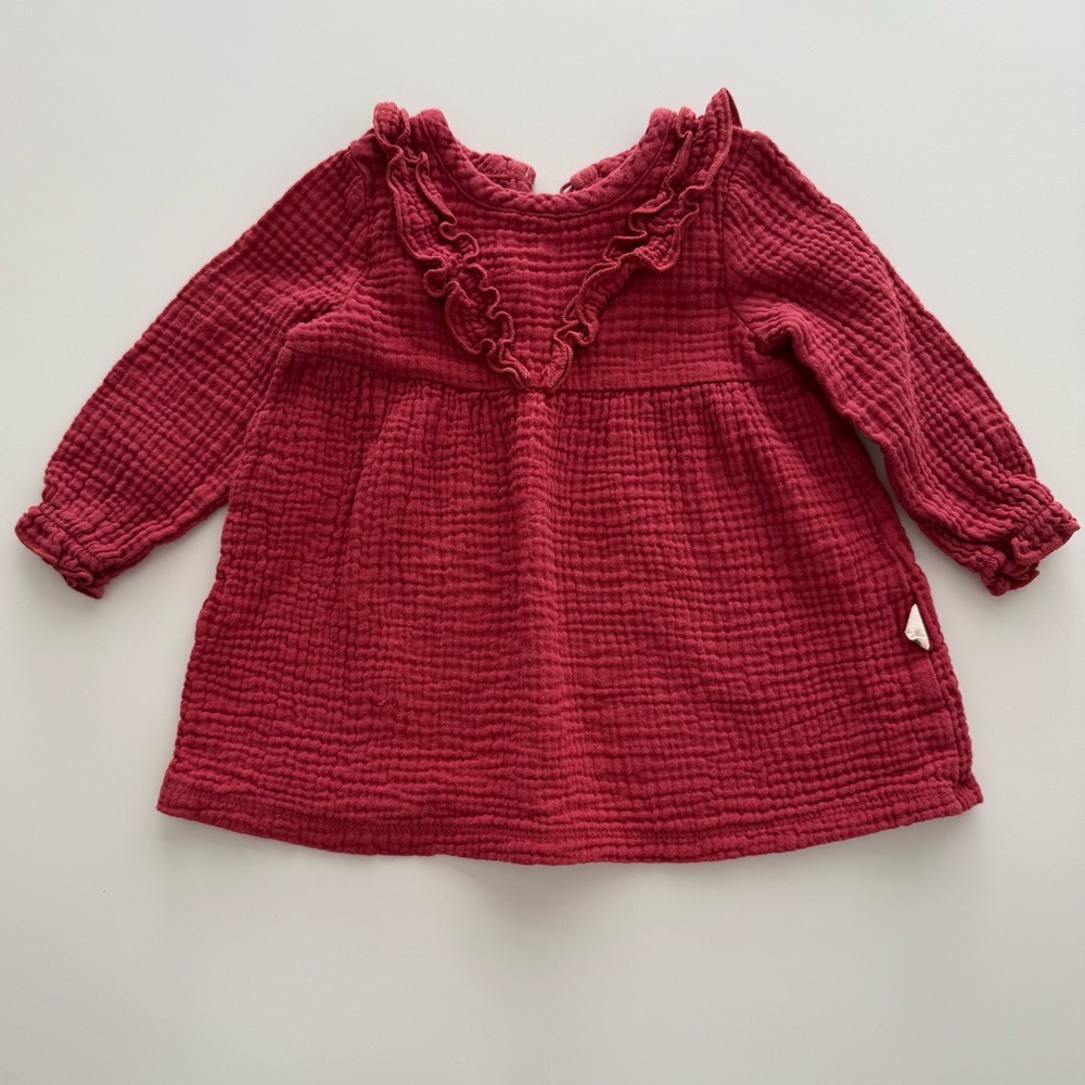 Rabbit & Bear Ruffled Red/ Burgundy Baby Dress 12 Months